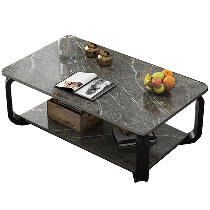 Glam Coffee Table with Cross Legs and Storage Shelf Cocktail Table