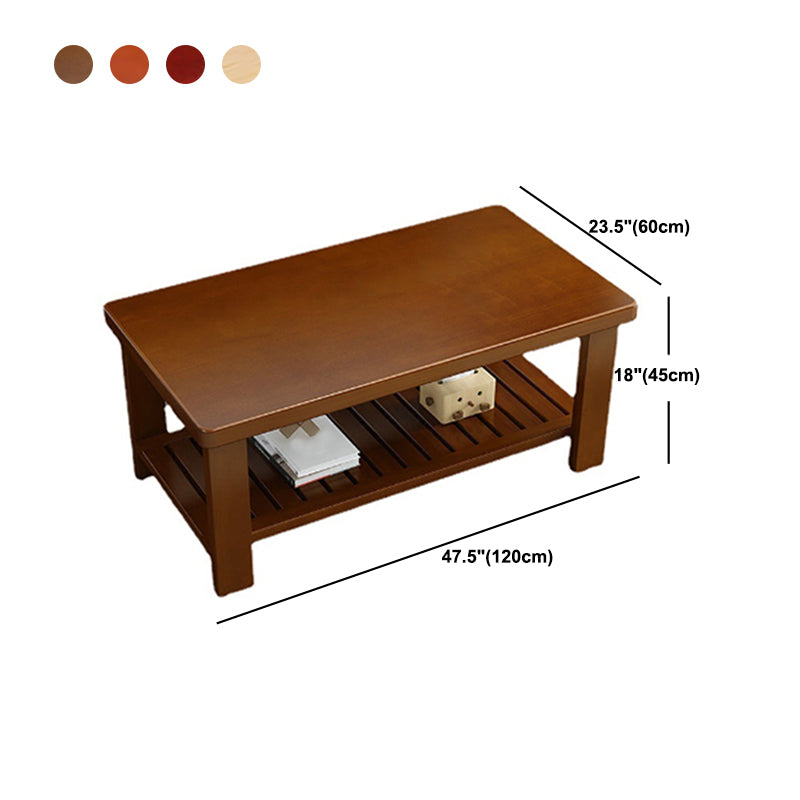 Nordic Style Coffee Table with Rectangular Solid Wood Base 4 Legs