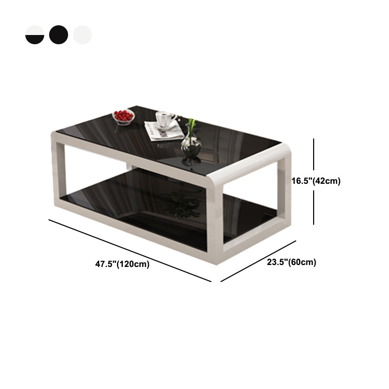 Modern Style Round Tempered Glass Top Metal Frame Base Coffee Table