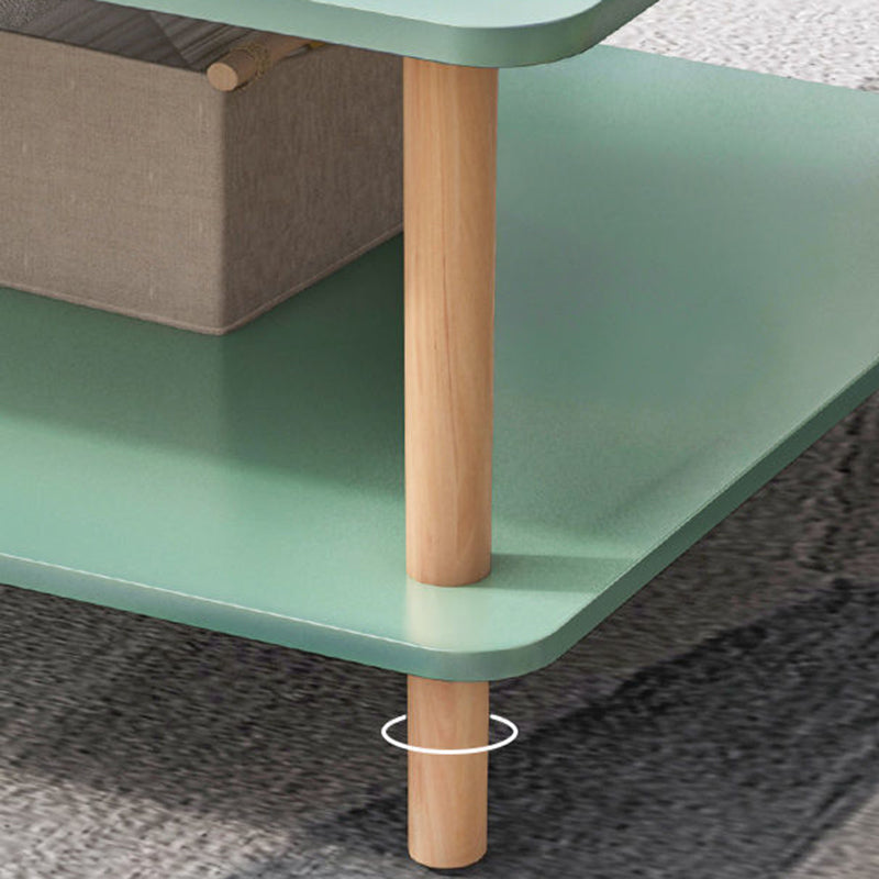 Modern Wooden Coffee Table with 4 Natural Wooden Legs and Storage