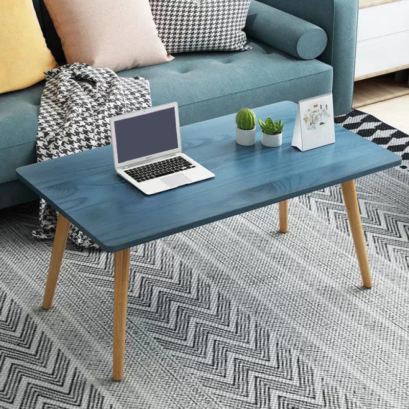 Contemporary Wooden Coffee Table with 4 Natural Legs and Rectangle Top
