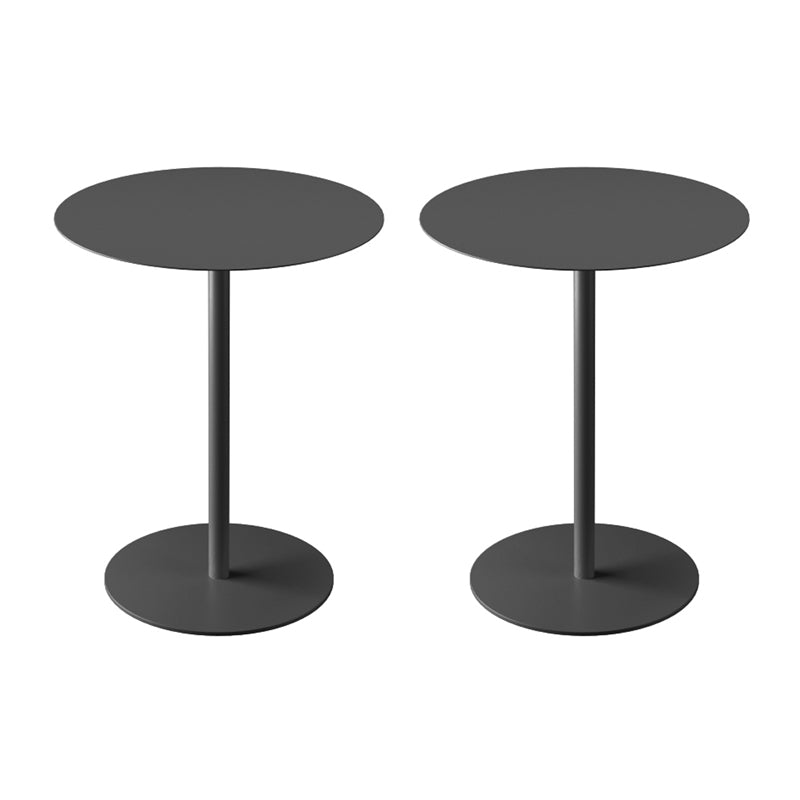 Mid-Century Metal Round Top Side Table Solid Color Pedestal End Table