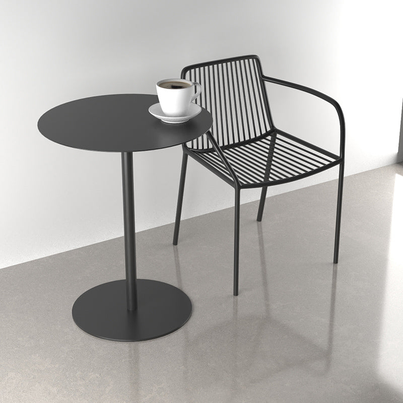 Mid-Century Metal Round Top Side Table Solid Color Pedestal End Table