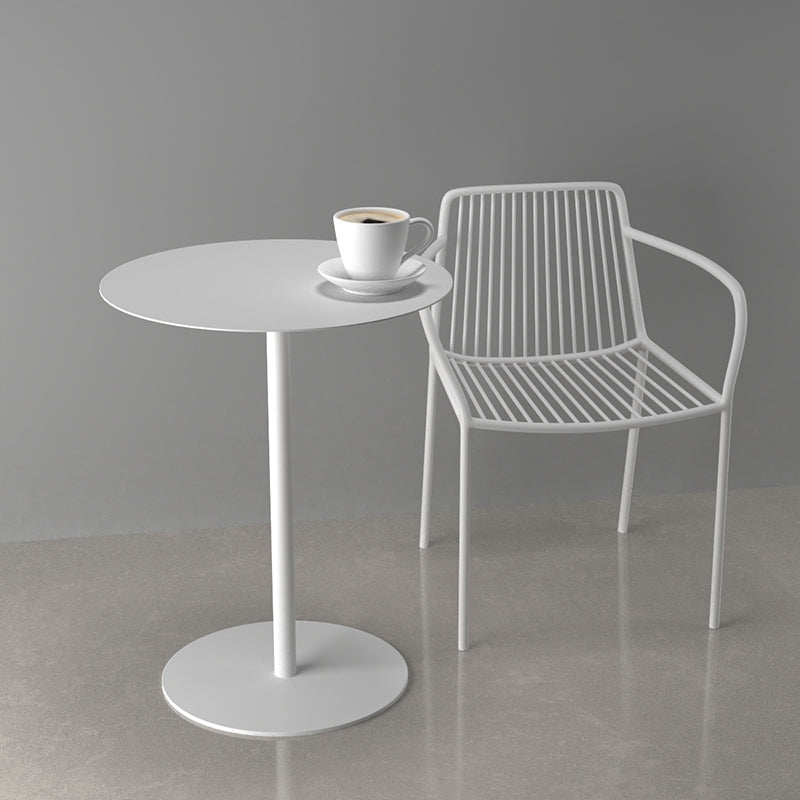 Mid-Century Metal Round Top Side Table Solid Color Pedestal End Table