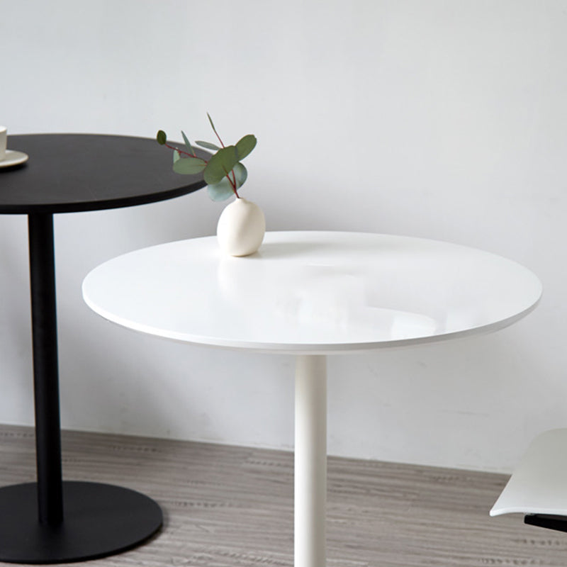 Mid-Century Metal Round Top Side Table Solid Color Pedestal End Table