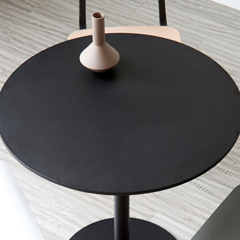 Mid-Century Metal Round Top Side Table Solid Color Pedestal End Table