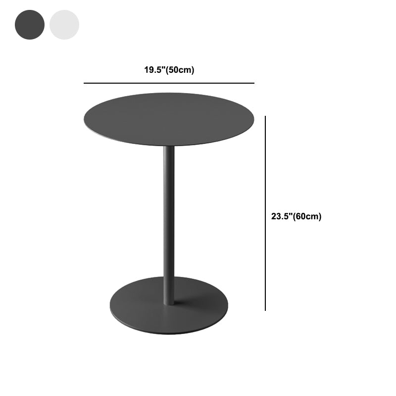 Mid-Century Metal Round Top Side Table Solid Color Pedestal End Table