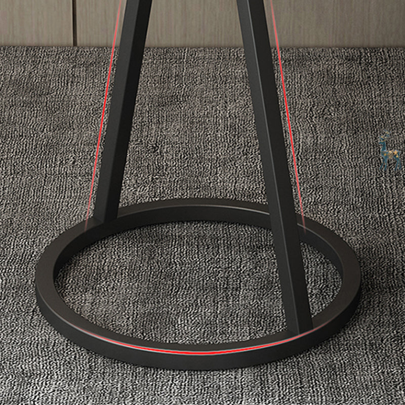 Modern 23.6" Tall Round Slate Top Side Table Iron Pedestal End Table