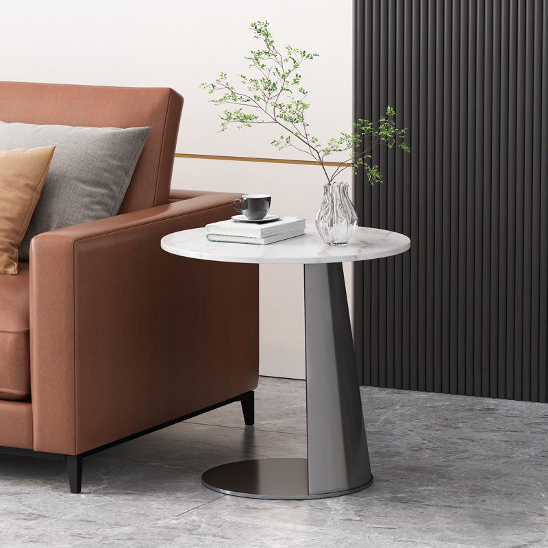 Modern 19.69" Tall Stone End Table Pedestal Side Accent Table