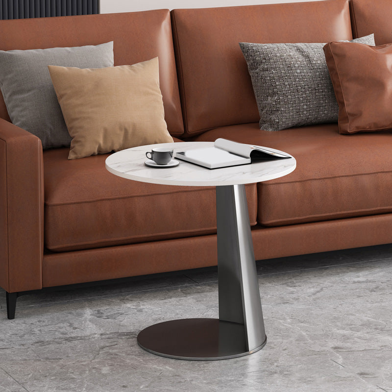Modern 19.69" Tall Stone End Table Pedestal Side Accent Table