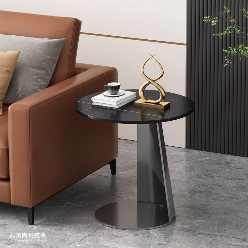 Modern 19.69" Tall Stone End Table Pedestal Side Accent Table