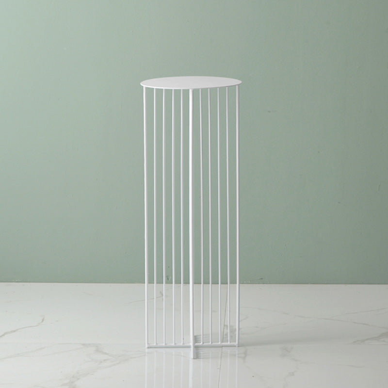Mid-Century Modern Round Iron End Table Dia 11.81" Pedestal Side Table