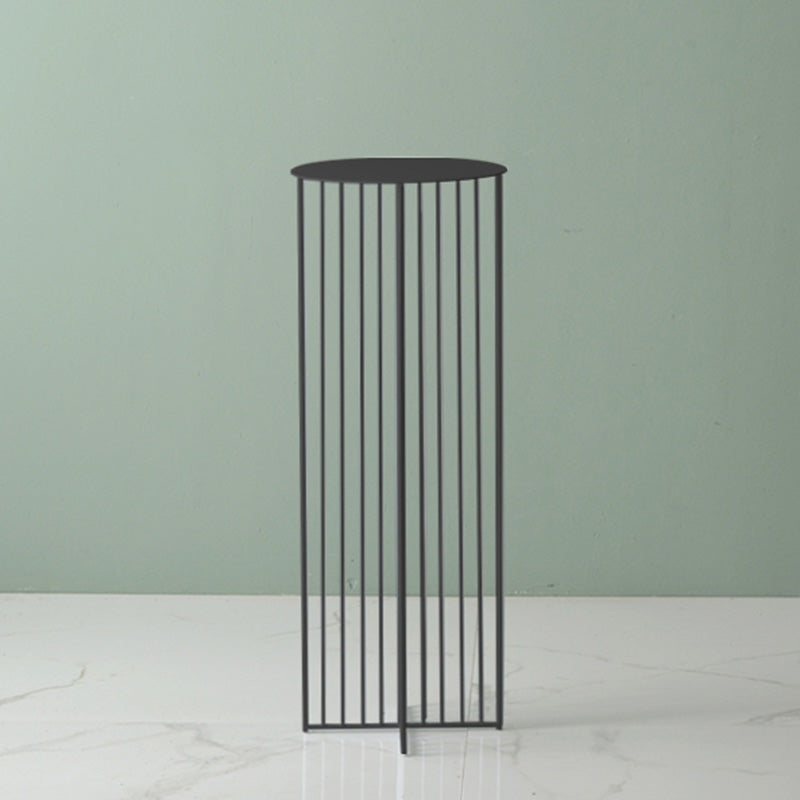 Mid-Century Modern Round Iron End Table Dia 11.81" Pedestal Side Table