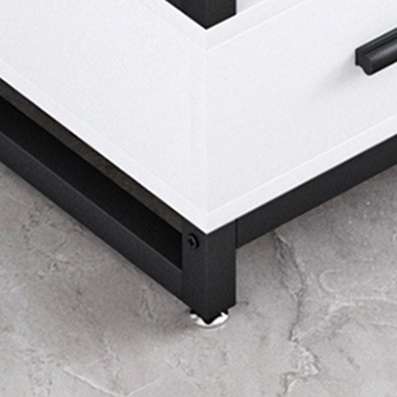 1-Drawer 1-Shelf End Table Modern 21.65" Tall Stone Side Table