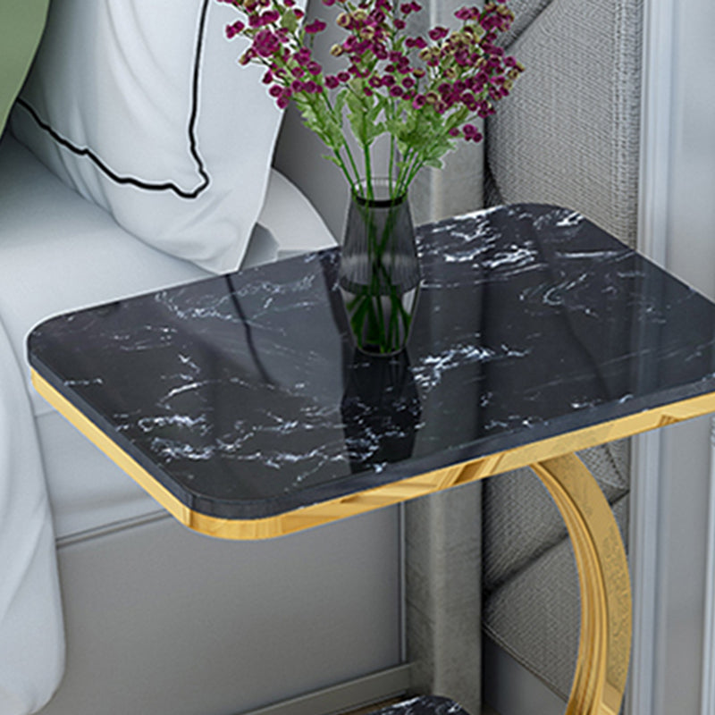 2-Tier Modernistic Metal C Side Table Slate Top Rectangular End Table