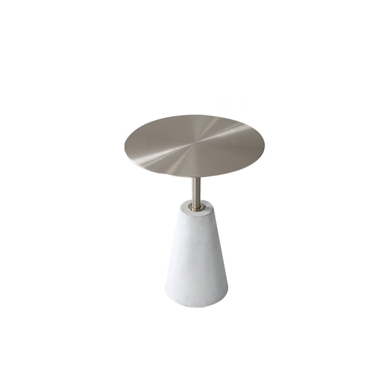Dia 15.75"/19.69" Metal Round End Table Pedestal Side Table with Concrete Accent