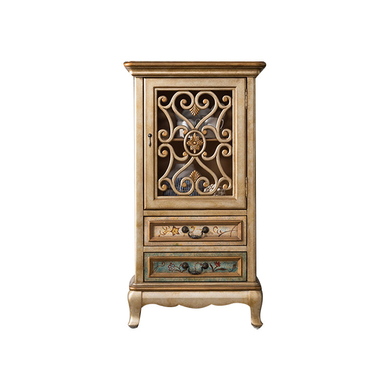 Industrial Wood Accent Cabinet with Drawers Side Cabinet with Bracket Legs