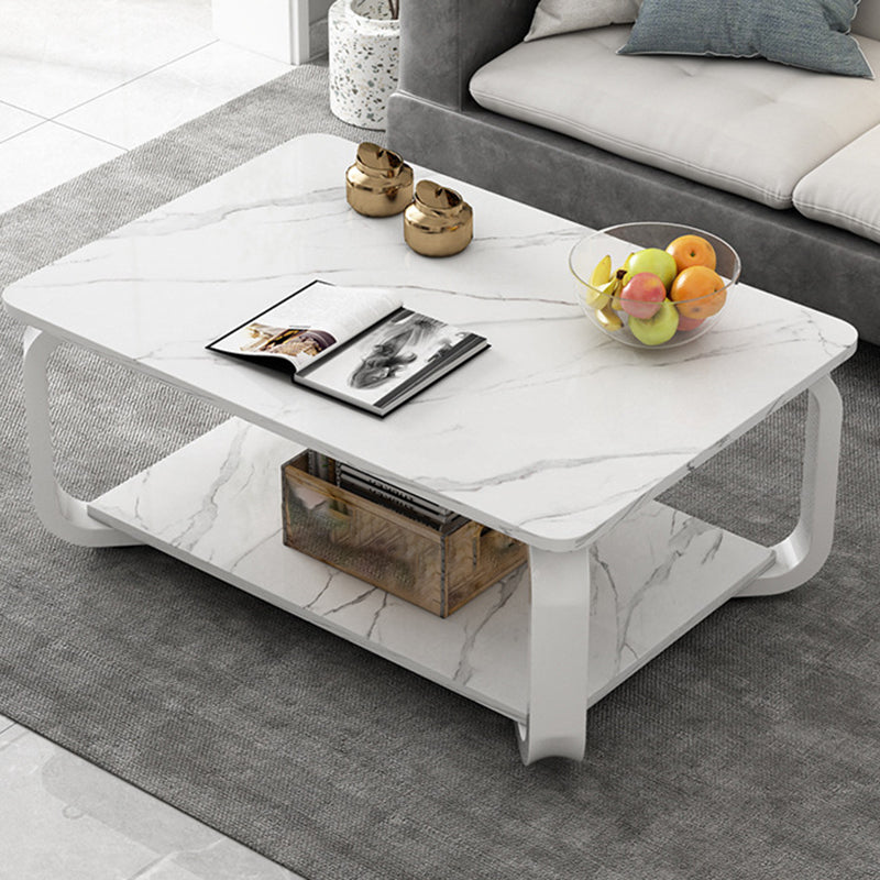 Glam Coffee Table with Cross Legs and Storage Shelf Cocktail Table