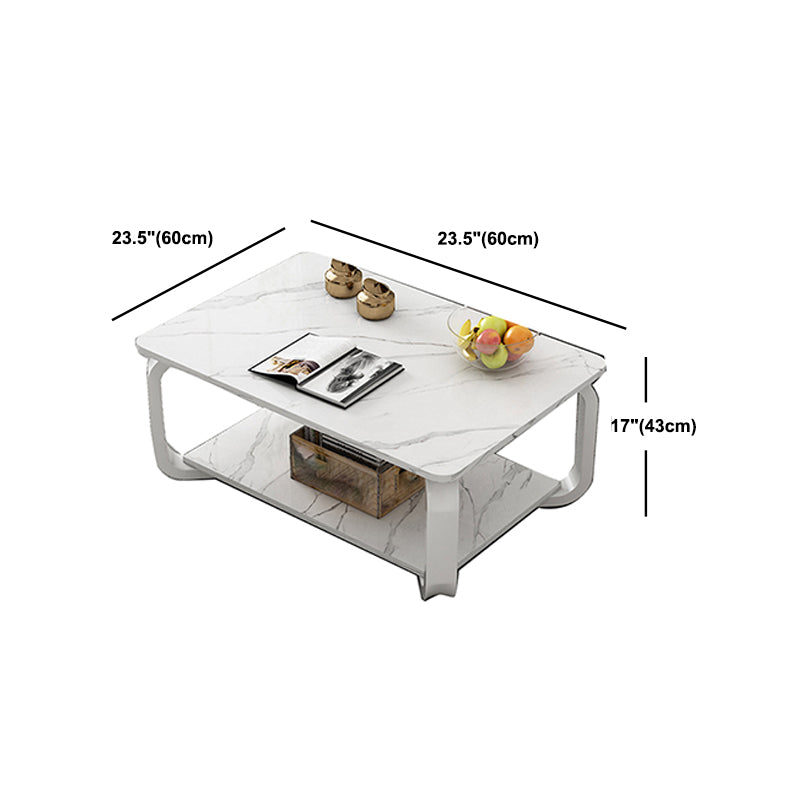 Glam Coffee Table with Cross Legs and Storage Shelf Cocktail Table