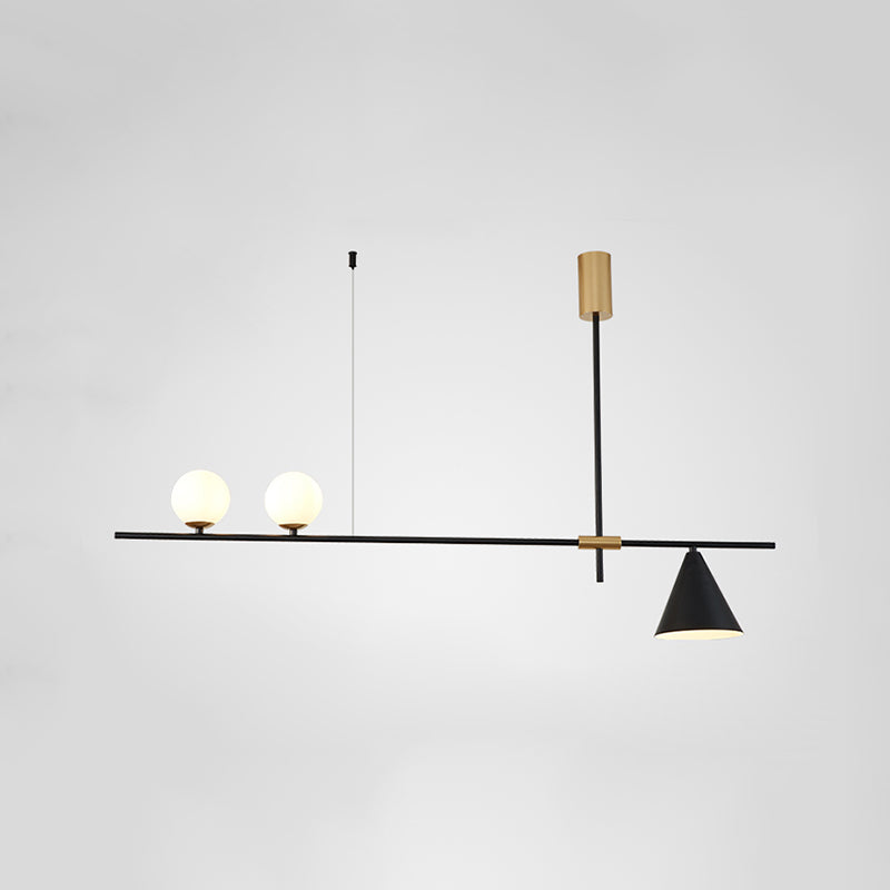 Metal Modern Ceiling Light Geometric Shape Island Light with Glass Shade for Living Room