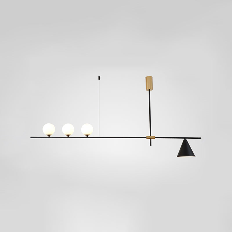 Metal Modern Ceiling Light Geometric Shape Island Light with Glass Shade for Living Room