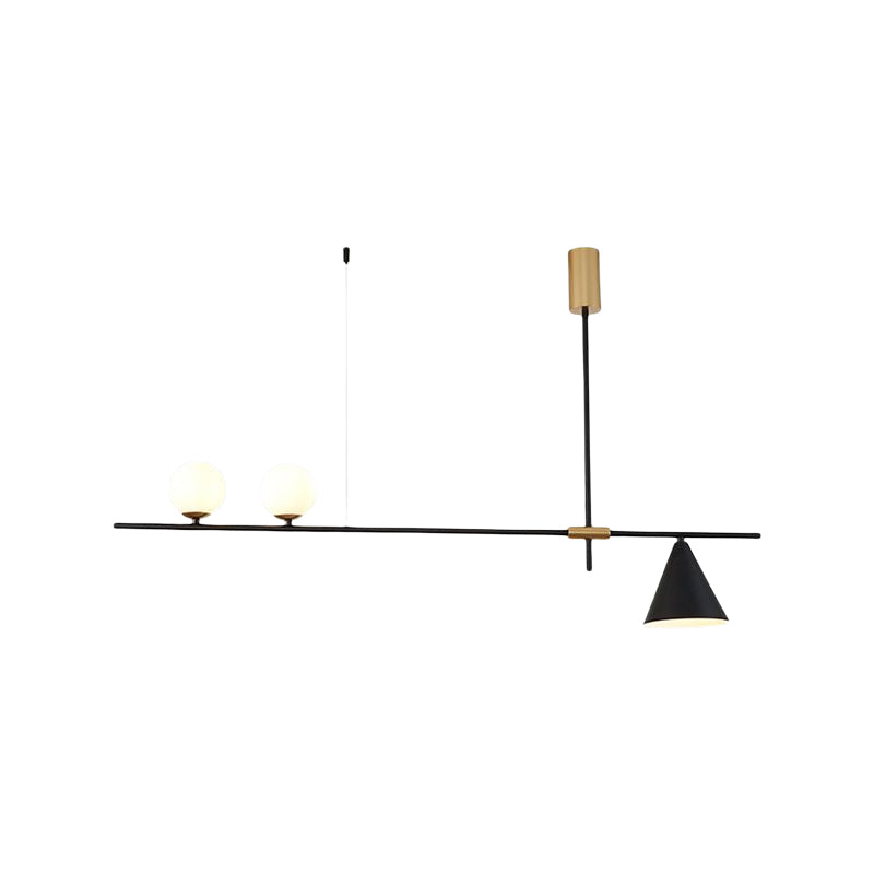 Metal Modern Ceiling Light Geometric Shape Island Light with Glass Shade for Living Room