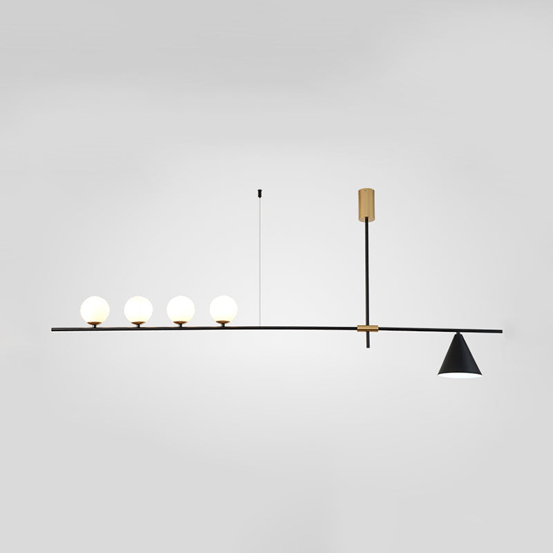 Metal Modern Ceiling Light Geometric Shape Island Light with Glass Shade for Living Room