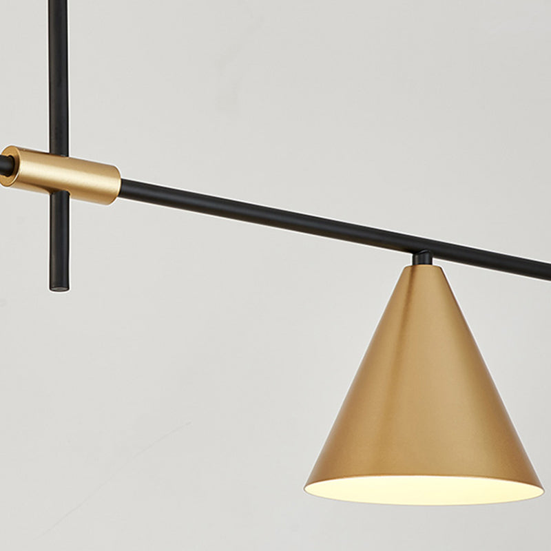 Metal Modern Ceiling Light Geometric Shape Island Light with Glass Shade for Living Room