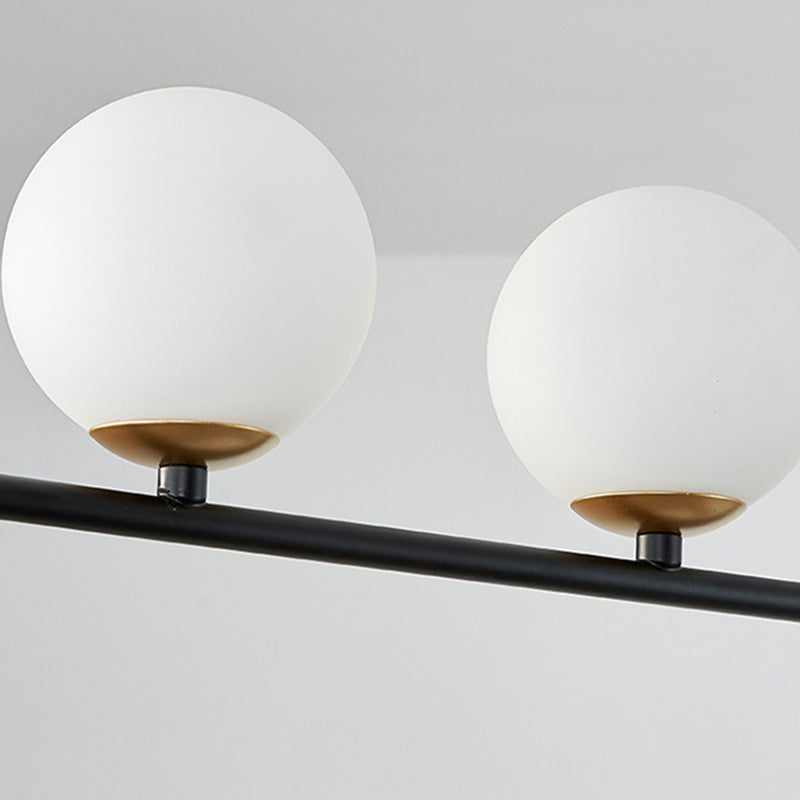 Metal Modern Ceiling Light Geometric Shape Island Light with Glass Shade for Living Room