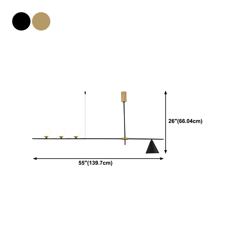 Metal Modern Ceiling Light Geometric Shape Island Light with Glass Shade for Living Room