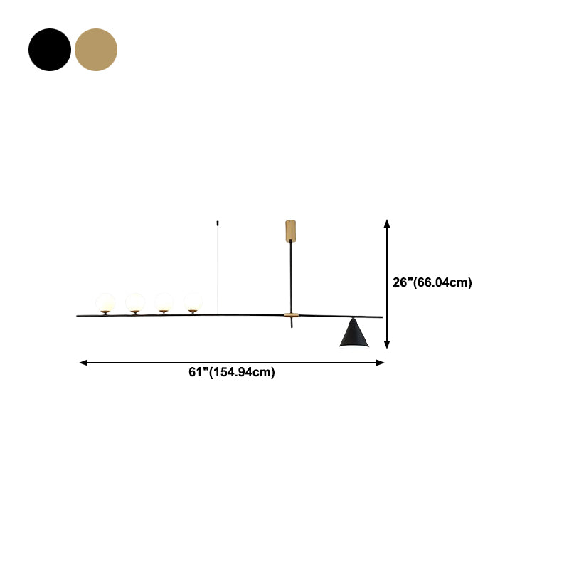 Metal Modern Ceiling Light Geometric Shape Island Light with Glass Shade for Living Room