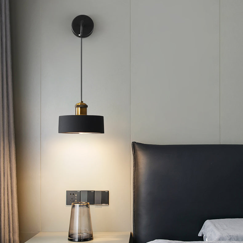 Modern Metal LED Wall Sconce Geometric Shape Wall Light with Resin Shade for Bedroom