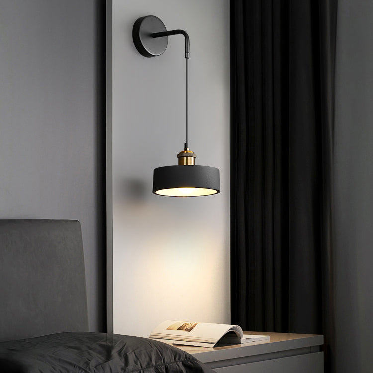 Modern Metal LED Wall Sconce Geometric Shape Wall Light with Resin Shade for Bedroom