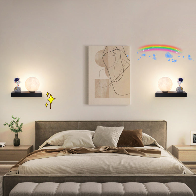 Metal & Wood 1 - Light Wall Light , Kids Style , Round / Square Wall Fixture