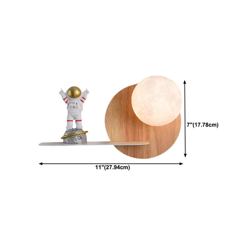 Metal & Wood 1 - Light Wall Light , Kids Style , Round / Square Wall Fixture