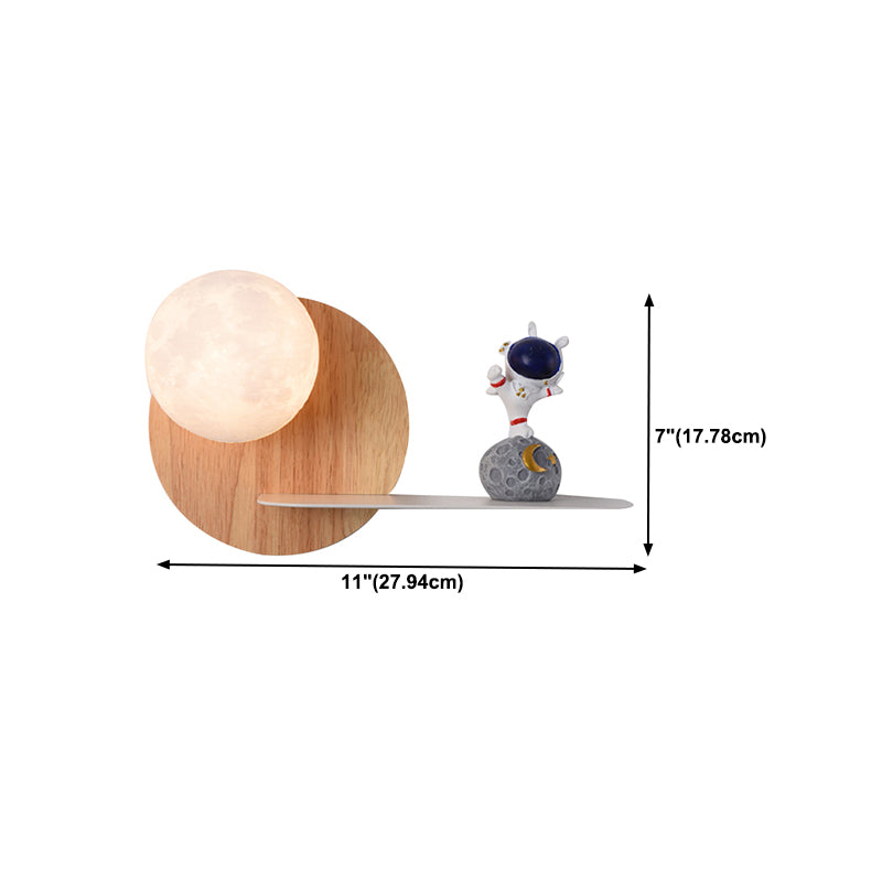 Metal & Wood 1 - Light Wall Light , Kids Style , Round / Square Wall Fixture