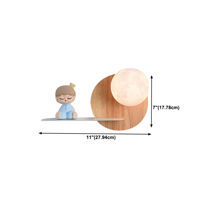 Metal & Wood 1 - Light Wall Light , Kids Style , Round / Square Wall Fixture