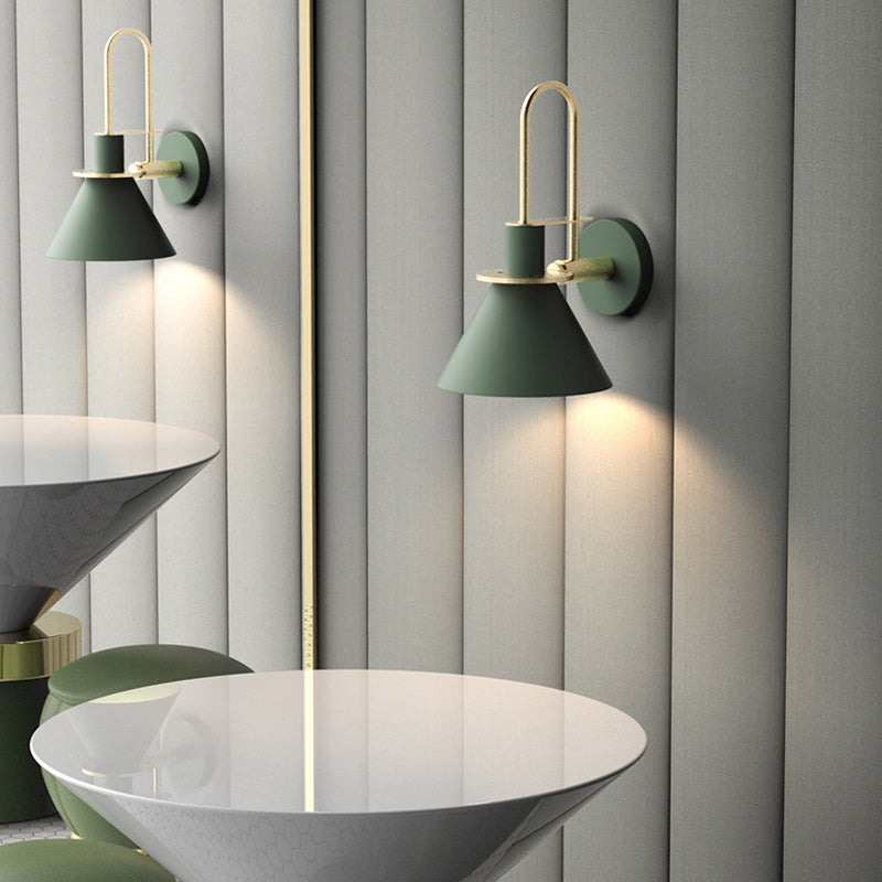 Conical Shaded Sconce Light Fixture Metal Wall Mount Lighting