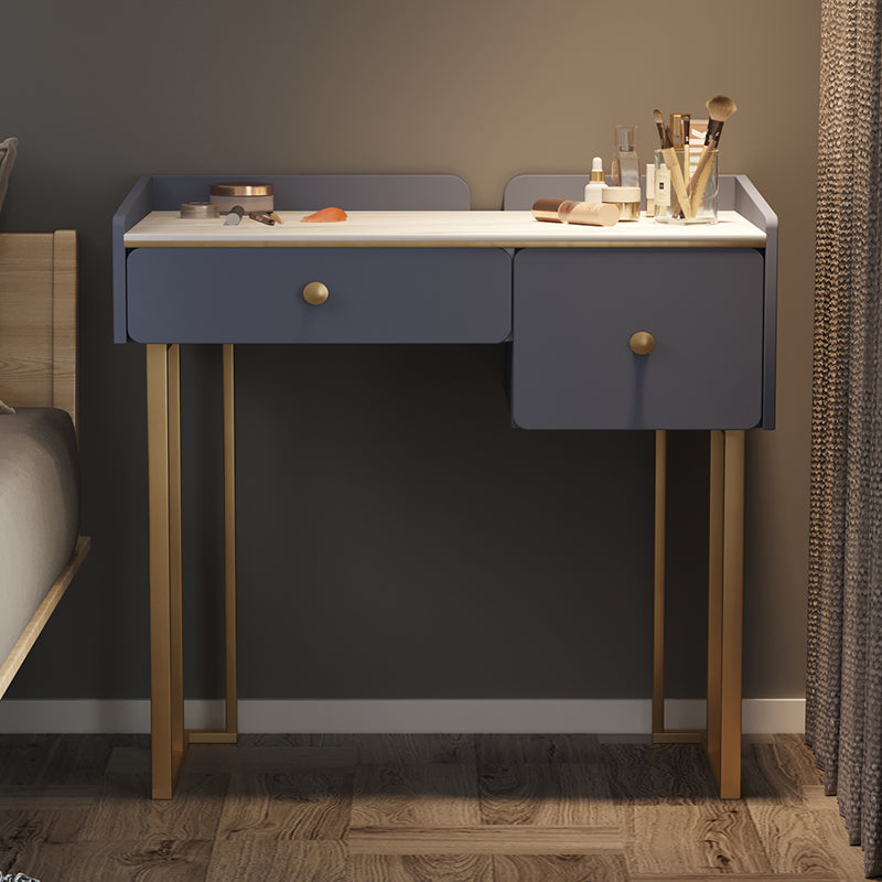 Luxurious 2 Storage Drawers Vanity Set with Padded Stool in White/Grey