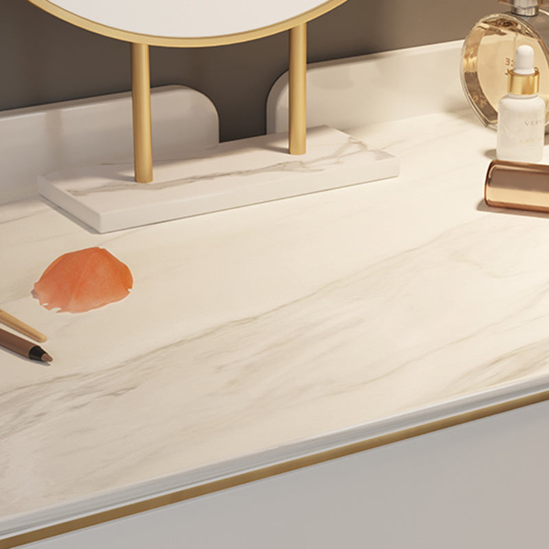 Luxurious 2 Storage Drawers Vanity Set with Padded Stool in White/Grey