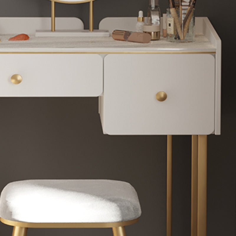 Luxurious 2 Storage Drawers Vanity Set with Padded Stool in White/Grey