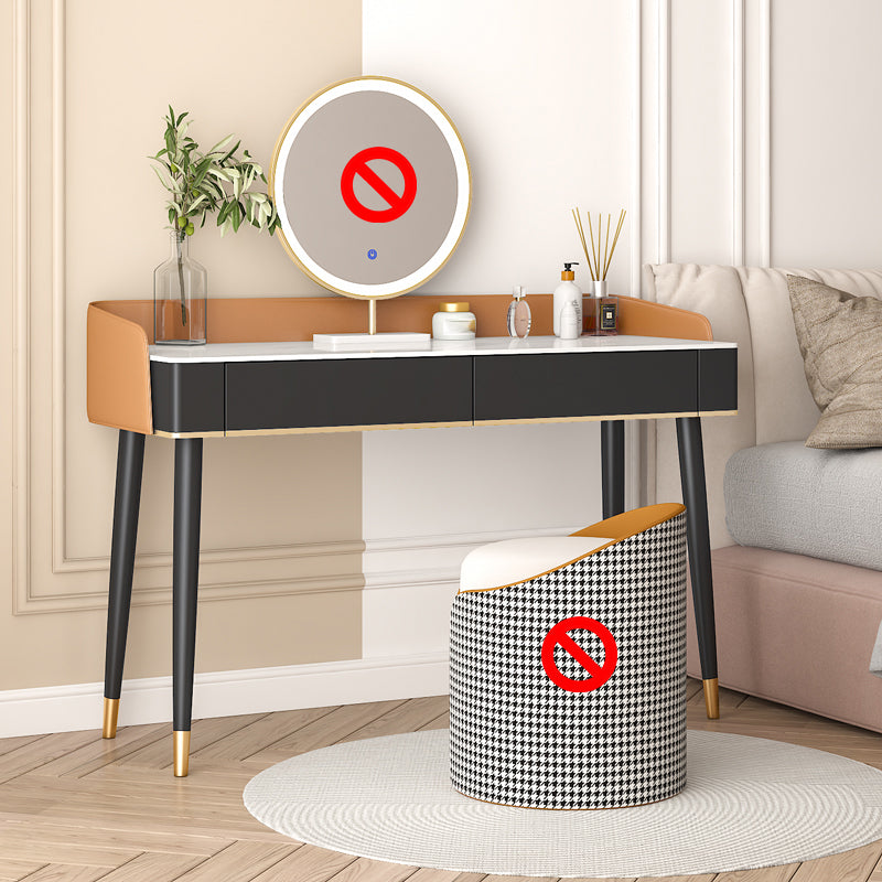 Black Vanity Dressing Table Stone Top Dresser with Storage Drawers