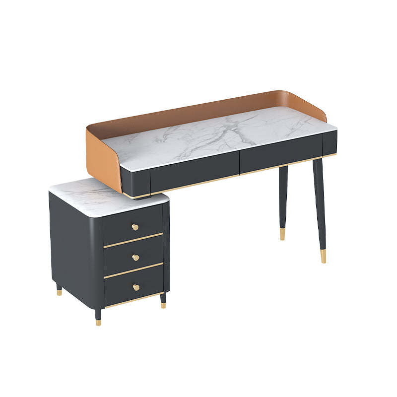 Black Vanity Dressing Table Stone Top Dresser with Storage Drawers