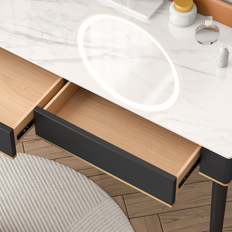 Black Vanity Dressing Table Stone Top Dresser with Storage Drawers