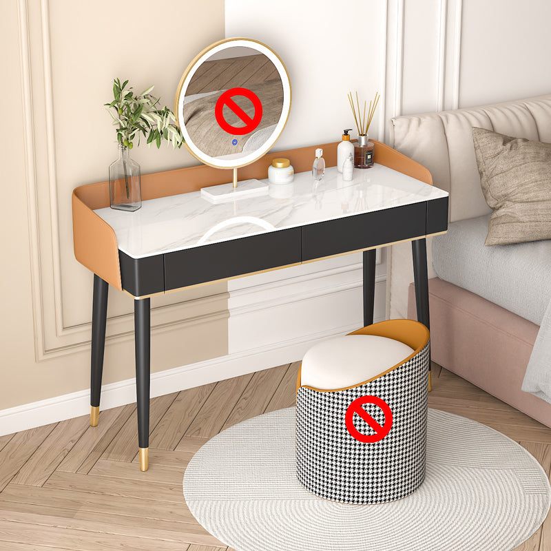 Black Vanity Dressing Table Stone Top Dresser with Storage Drawers