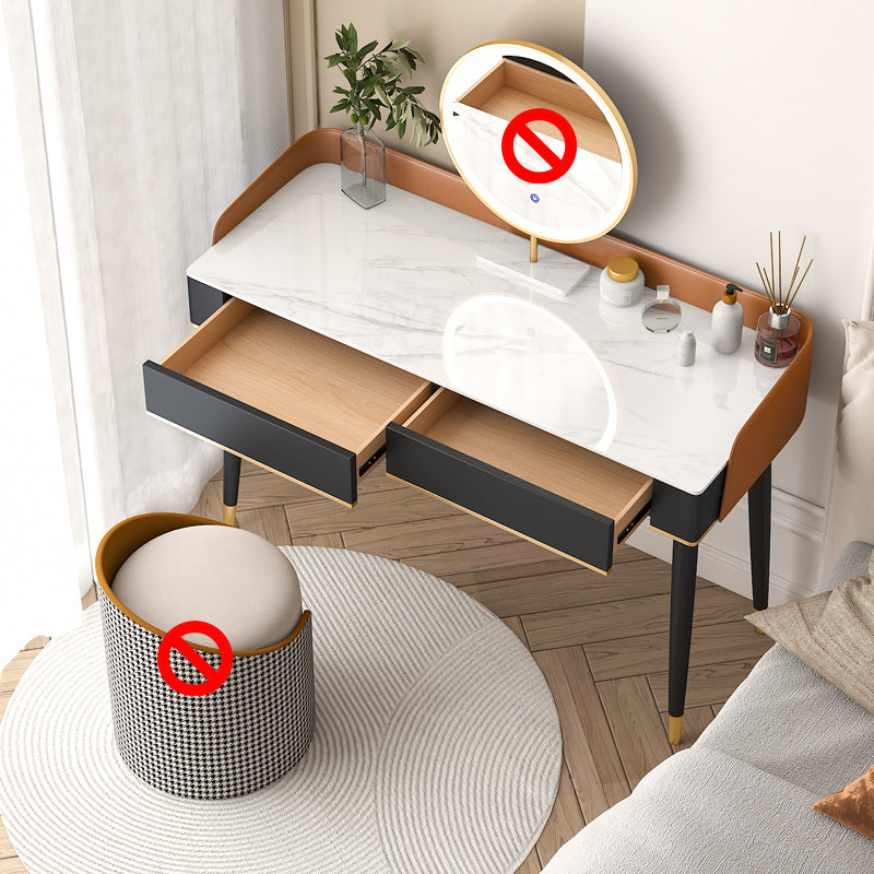 Black Vanity Dressing Table Stone Top Dresser with Storage Drawers