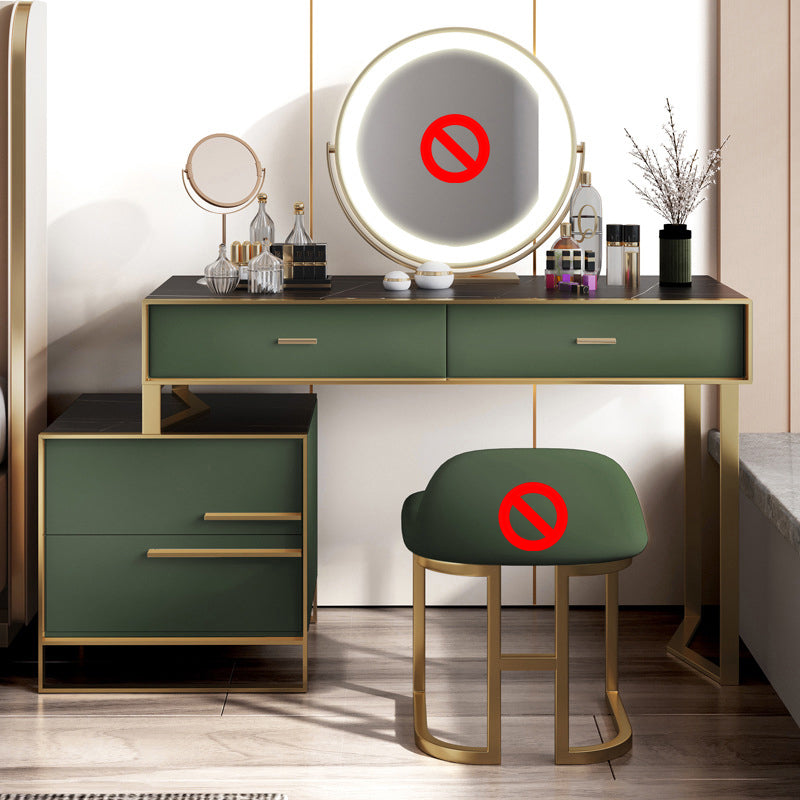 Luxurious Metal Make-up Vanity 4 Solid Wood Drawers Dressing Table