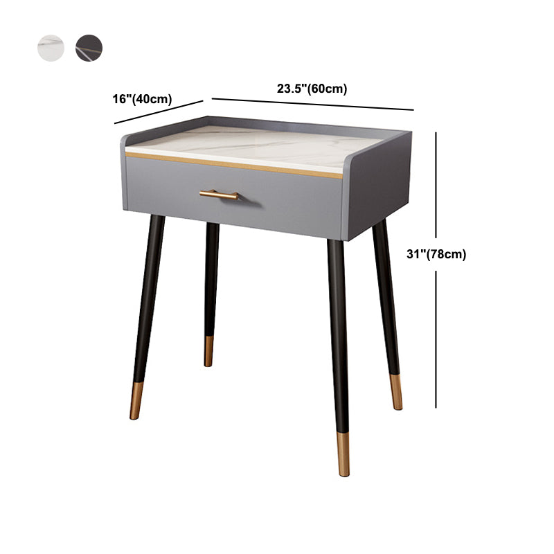 Luxurious Makeup Vanity Stone Top Dressing Table in Grey Finish