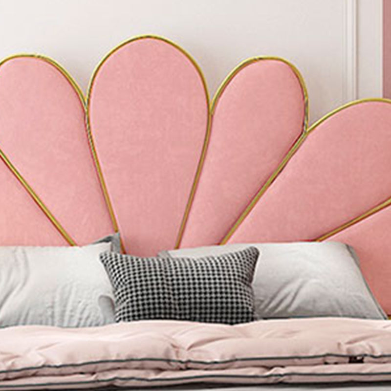 Upholstered Bed with Headboard Metal Bed Frame in Gold Finish