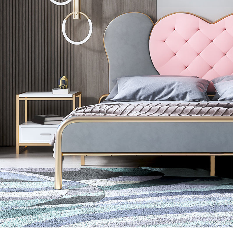 Standard Bed, Metal and Upholstered Bed With Headboard and Footboard